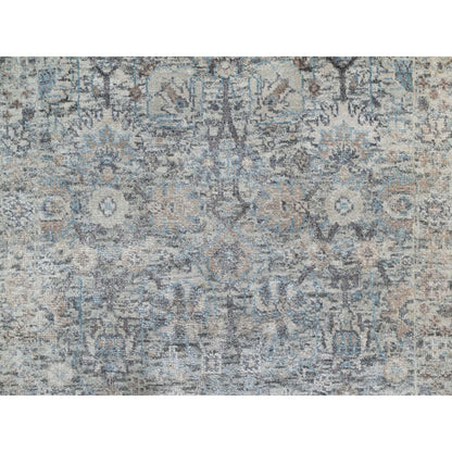 Transitional Wool & Silk Hand Knotted Rug Ivory 2.7x25.9 -O091162