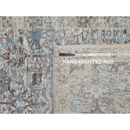 Transitional Wool & Silk Hand Knotted Rug Ivory 2.7x25.9 -O091162