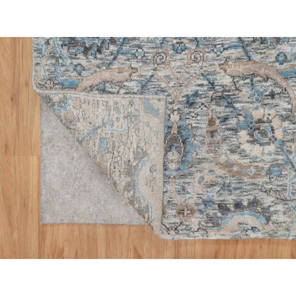 Transitional Wool & Silk Hand Knotted Rug Ivory 2.6x27.9 -O091163