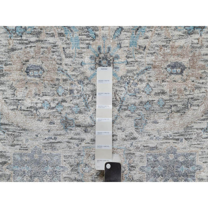 Transitional Wool & Silk Hand Knotted Rug Ivory 2.6x27.9 -O091163