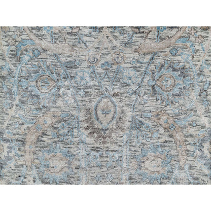 Transitional Wool & Silk Hand Knotted Rug Ivory 2.6x27.9 -O091163