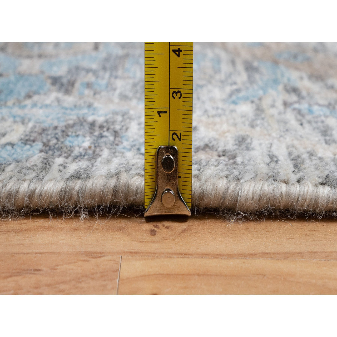Transitional Wool & Silk Hand Knotted Rug Ivory 2.6x27.9 -O091163