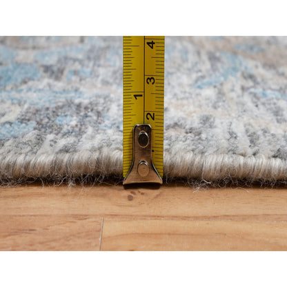 Transitional Wool & Silk Hand Knotted Rug Ivory 2.6x27.9 -O091163