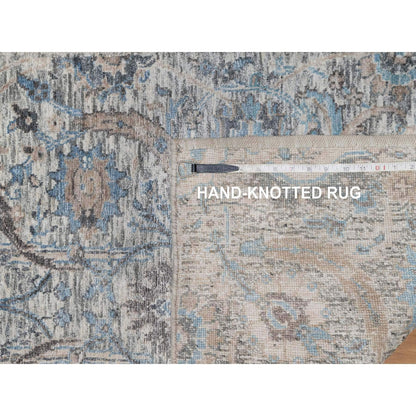 Transitional Wool & Silk Hand Knotted Rug Ivory 2.6x27.9 -O091163
