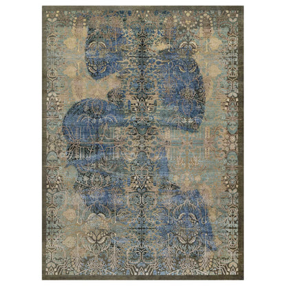 Modern and Contemporary Wool & Silk Hand Knotted Rug Brown 8.10x12.1 -O091165