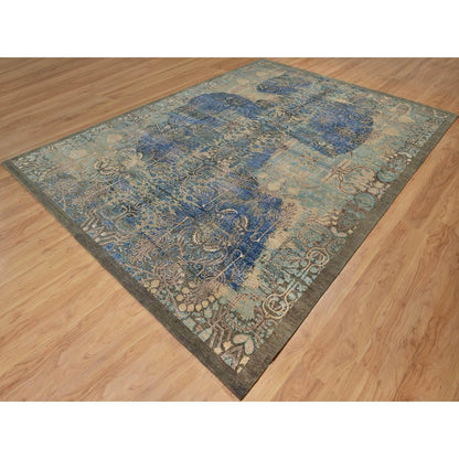 Modern and Contemporary Wool & Silk Hand Knotted Rug Brown 8.10x12.1 -O091165