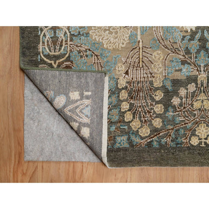 Modern and Contemporary Wool & Silk Hand Knotted Rug Brown 8.10x12.1 -O091165