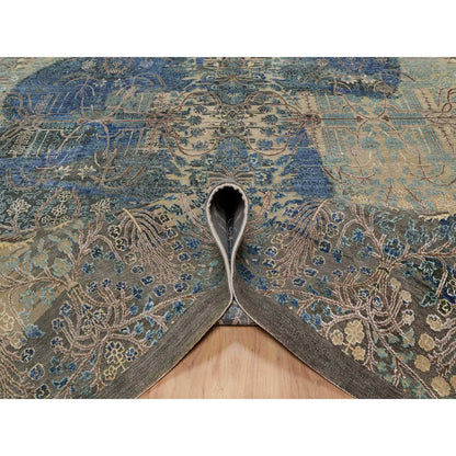 Modern and Contemporary Wool & Silk Hand Knotted Rug Brown 8.10x12.1 -O091165