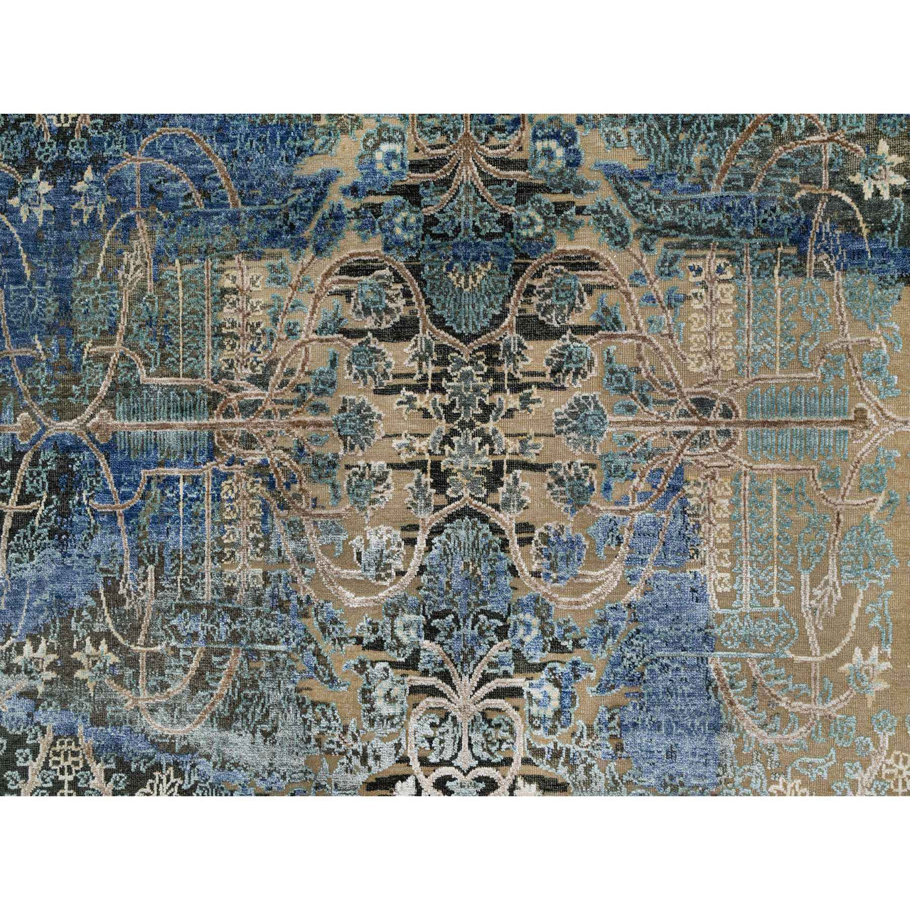 Modern and Contemporary Wool & Silk Hand Knotted Rug Brown 8.10x12.1 -O091165