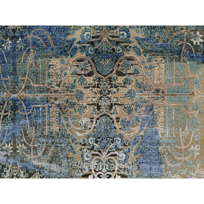 Modern and Contemporary Wool & Silk Hand Knotted Rug Brown 8.10x12.1 -O091165