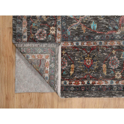 Transitional Wool & Silk Hand Knotted Rug Brown 7.9x10.2 -O091166