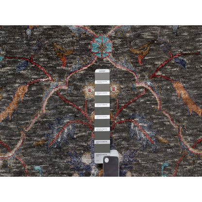 Transitional Wool & Silk Hand Knotted Rug Brown 7.9x10.2 -O091166