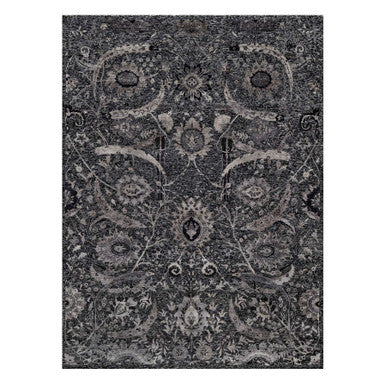 Transitional Wool & Silk Hand Knotted Rug Black 8.8x11.10 -O091167