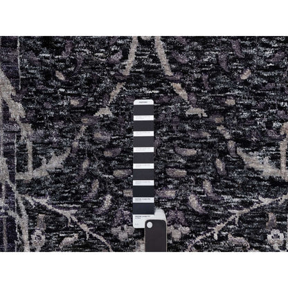 Transitional Wool & Silk Hand Knotted Rug Black 8.8x11.10 -O091167