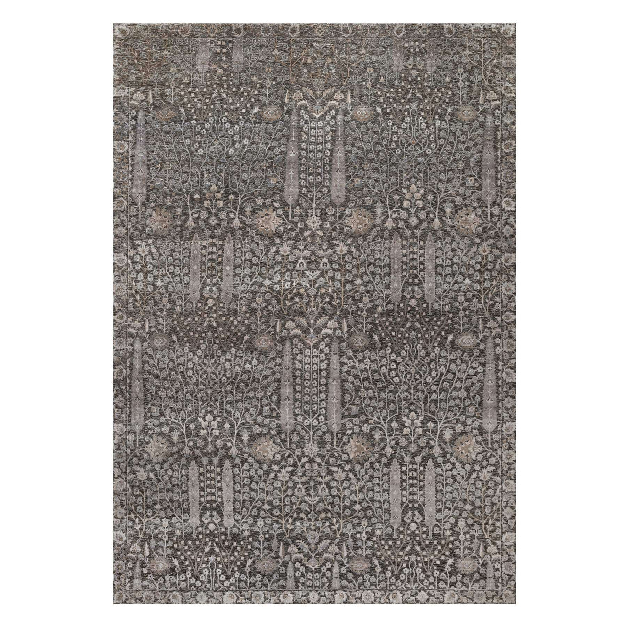 Transitional Wool & Silk Hand Knotted Rug Grey 9.9x14.2 -O091171