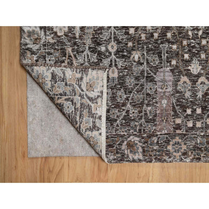 Transitional Wool & Silk Hand Knotted Rug Grey 9.9x14.2 -O091171