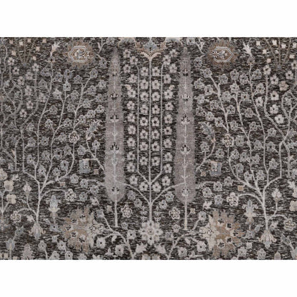 Transitional Wool & Silk Hand Knotted Rug Grey 9.9x14.2 -O091171