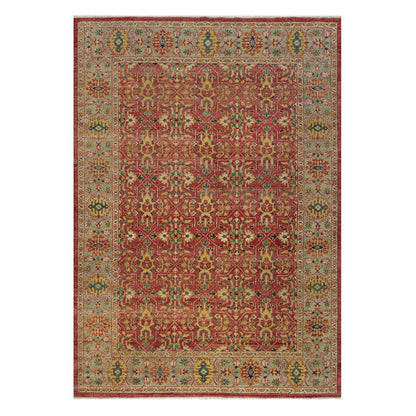Oushak And Peshawar Wool Hand Knotted Rug Red 9.11x14.2 -O091174