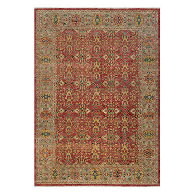 Oushak And Peshawar Wool Hand Knotted Rug Red 9.11x14.2 -O091174