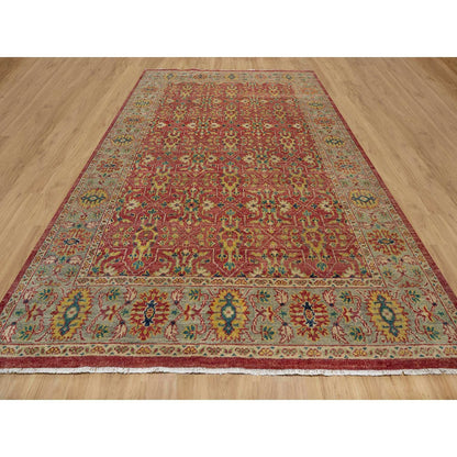Oushak And Peshawar Wool Hand Knotted Rug Red 9.11x14.2 -O091174