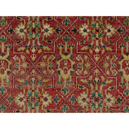 Oushak And Peshawar Wool Hand Knotted Rug Red 9.11x14.2 -O091174
