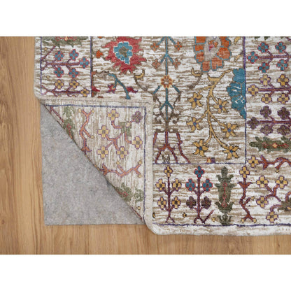 Transitional Wool & Silk Hand Knotted Rug Ivory 2.8x16.2 -O091176