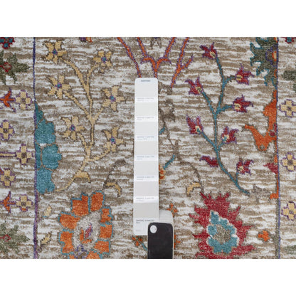 Transitional Wool & Silk Hand Knotted Rug Ivory 2.8x16.2 -O091176