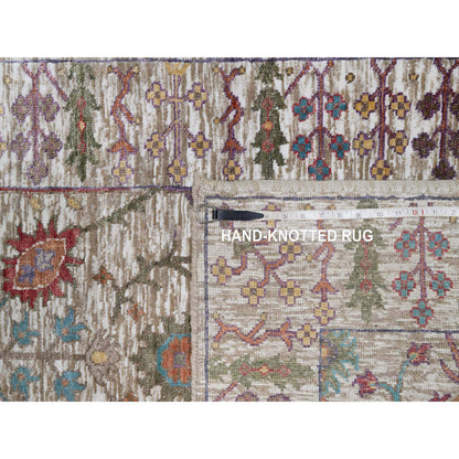 Transitional Wool & Silk Hand Knotted Rug Ivory 2.8x16.2 -O091176