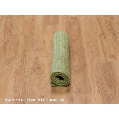 Modern and Contemporary Wool Hand Loomed Rug Green 2.0x3.0 -O091199