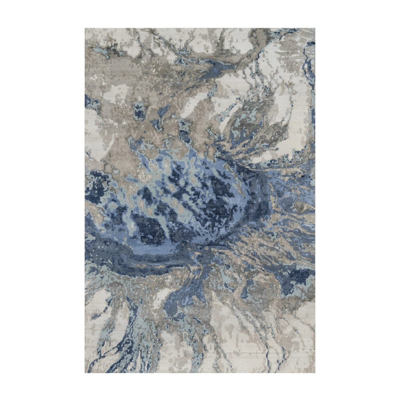 Modern and Contemporary Wool & Silk Hand Knotted Rug Ivory 6.1x9.1 -O091212