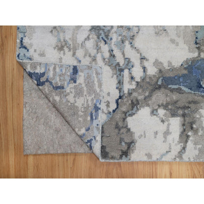 Modern and Contemporary Wool & Silk Hand Knotted Rug Ivory 6.1x9.1 -O091212