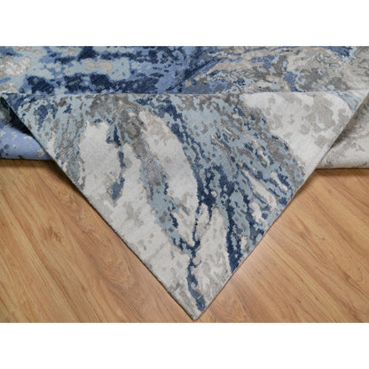 Modern and Contemporary Wool & Silk Hand Knotted Rug Ivory 6.1x9.1 -O091212