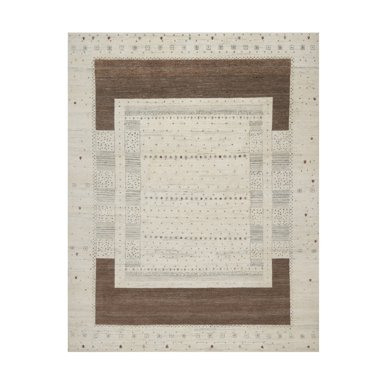 Modern and Contemporary Wool Hand Knotted Rug Ivory 7.9x9.8 -O091218