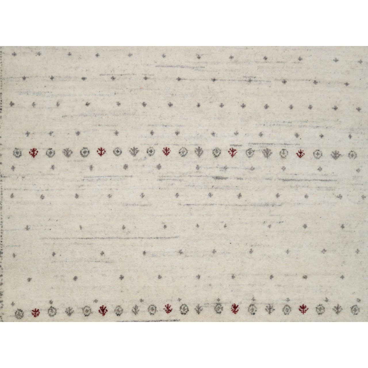Modern and Contemporary Wool Hand Knotted Rug Ivory 7.9x9.8 -O091218