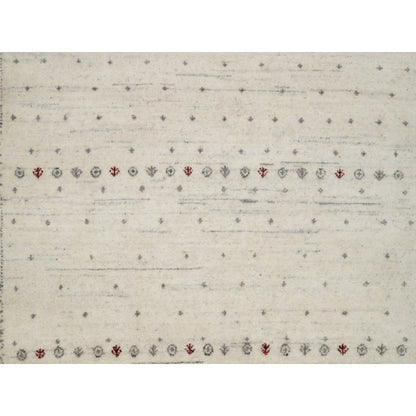 Modern and Contemporary Wool Hand Knotted Rug Ivory 7.9x9.8 -O091218