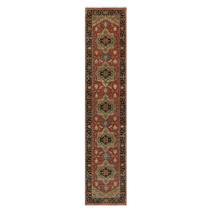 Heriz Wool Hand Knotted Rug Red 2.6x12.2 -O091226