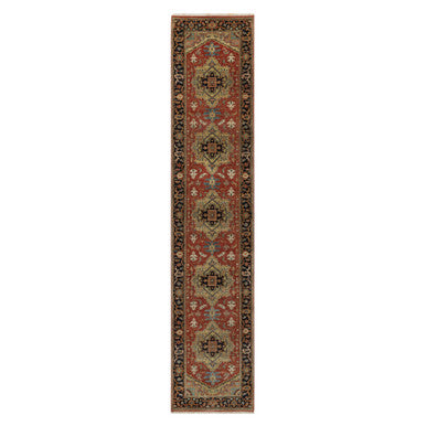 Heriz Wool Hand Knotted Rug Red 2.6x12.2 -O091226