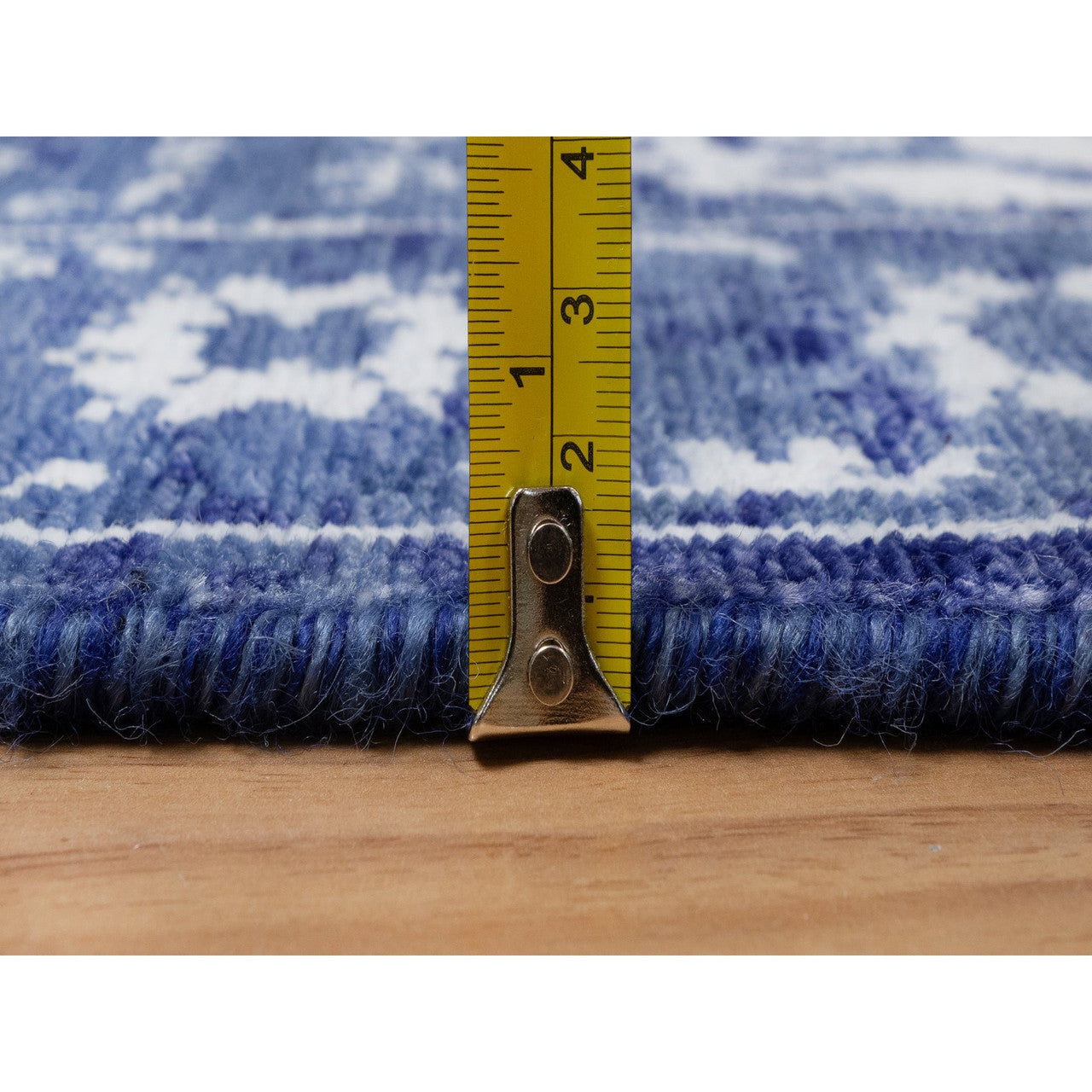 Transitional Wool & Silk Hand Knotted Rug Blue 2.1x3.2 -O091228
