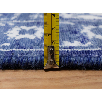 Transitional Wool & Silk Hand Knotted Rug Blue 2.1x3.2 -O091228