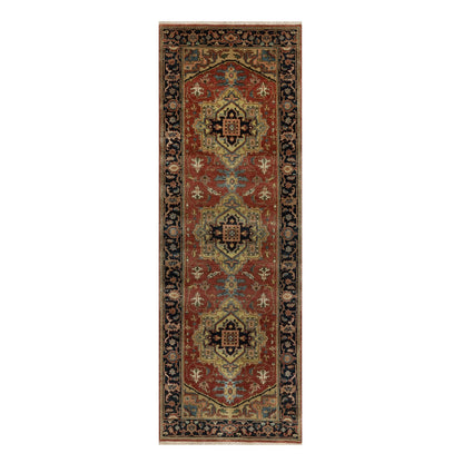 Heriz Wool Hand Knotted Rug Red 2.9x8.0 -O091239
