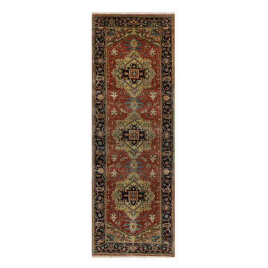 Heriz Wool Hand Knotted Rug Red 2.9x8.0 -O091239