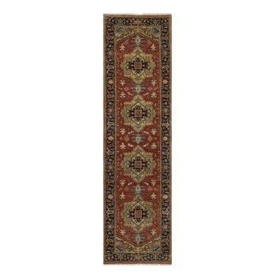 Heriz Wool Hand Knotted Rug Red 2.8x9.11 -O091243
