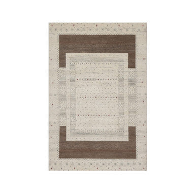 Modern and Contemporary Wool Hand Knotted Rug Ivory 5.0x7.11 -O091248