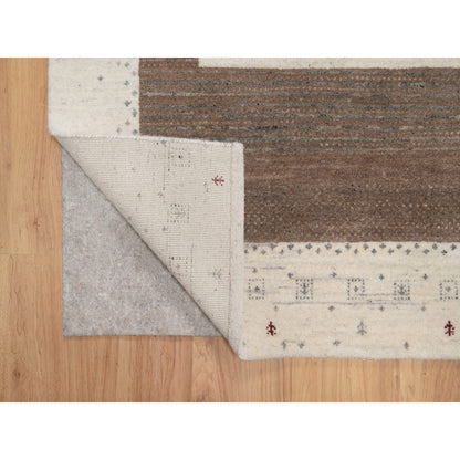 Modern and Contemporary Wool Hand Knotted Rug Ivory 5.0x7.11 -O091248