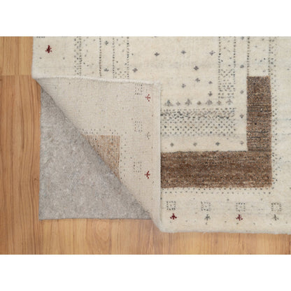 Modern and Contemporary Wool Hand Knotted Rug Ivory 2.8x7.11 -O091259