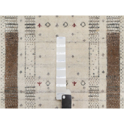 Modern and Contemporary Wool Hand Knotted Rug Ivory 2.8x7.11 -O091259