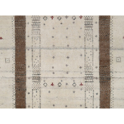 Modern and Contemporary Wool Hand Knotted Rug Ivory 2.8x7.11 -O091259