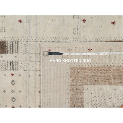 Modern and Contemporary Wool Hand Knotted Rug Ivory 2.8x7.11 -O091259