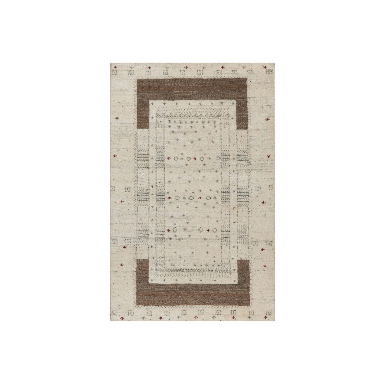 Modern and Contemporary Wool Hand Knotted Rug Ivory 2.7x3.11 -O091261