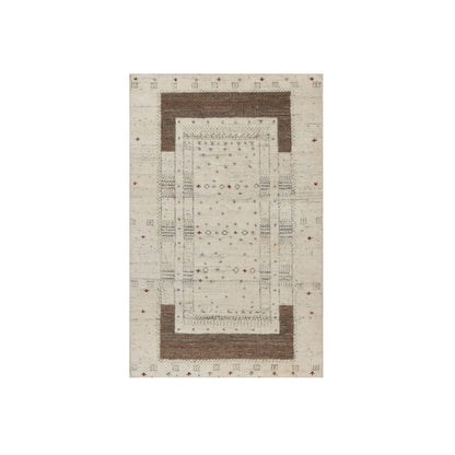 Modern and Contemporary Wool Hand Knotted Rug Ivory 2.7x3.11 -O091261